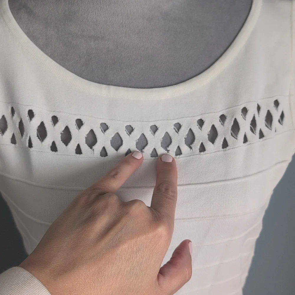 French Connection White Sleeveless Cutout Fit-and-Flare 'kai' 12 - Picture 3 of 11